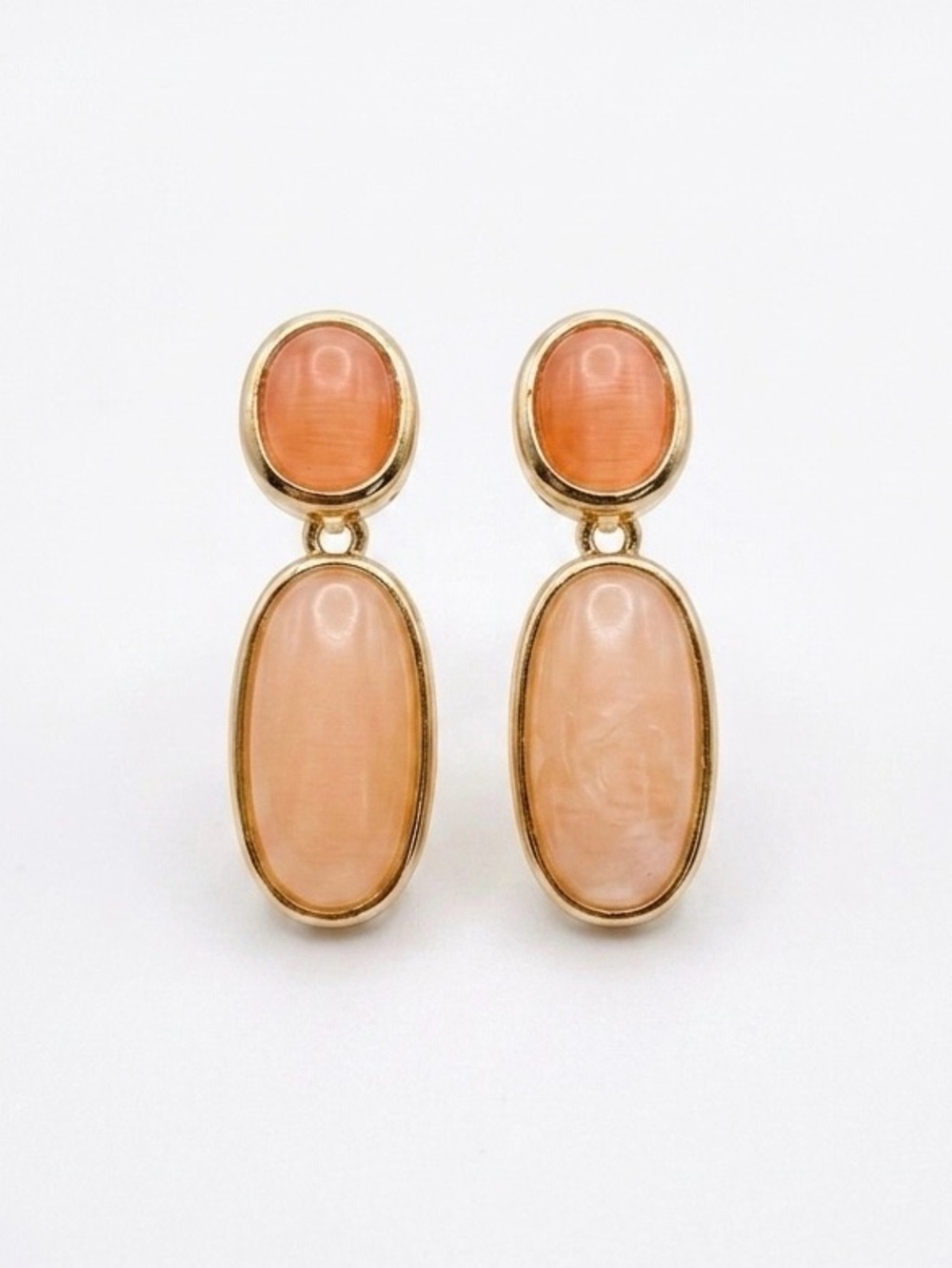 14k Gold Plated Orange Cat Eye Drop Earrings Limited Edition Hypoallergenic